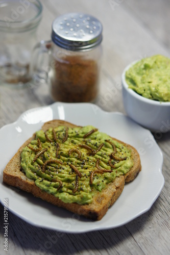 Roasted Mealworms on Avocado Toast