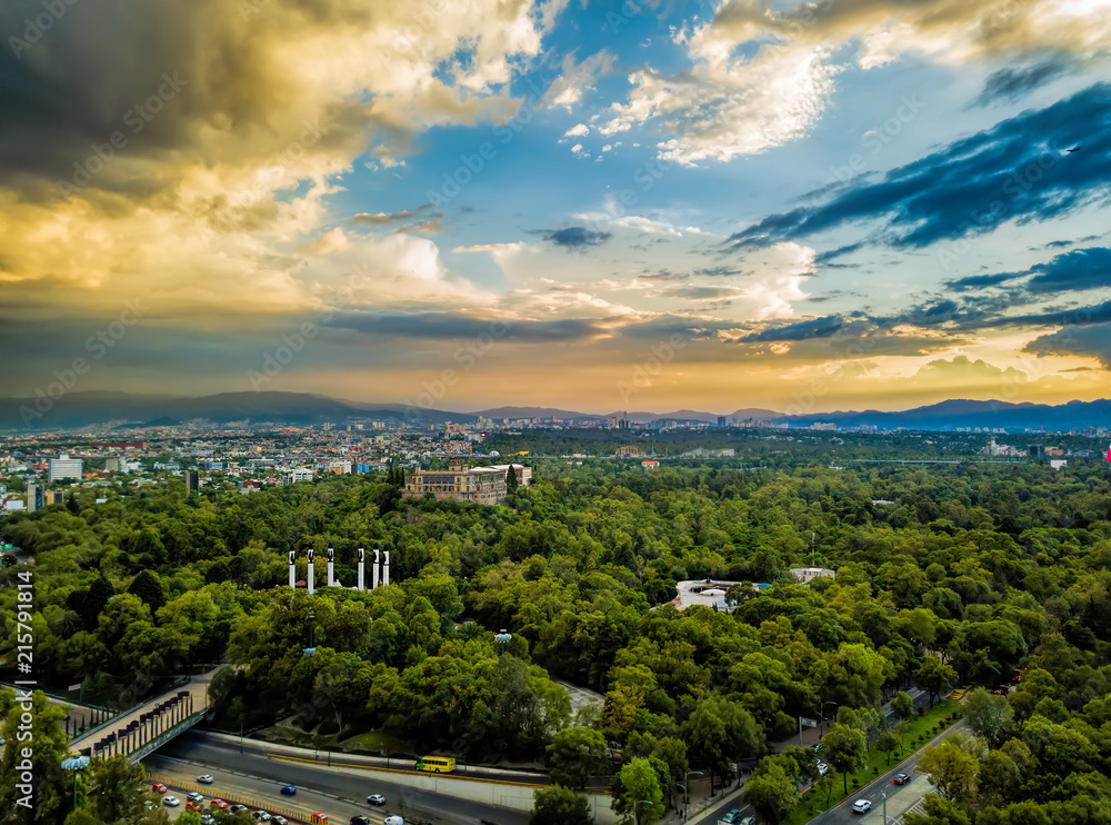 Mexico City - Chapultepec panoramic view - sunset Mexico City - Chapultepec panoramic view - sunset