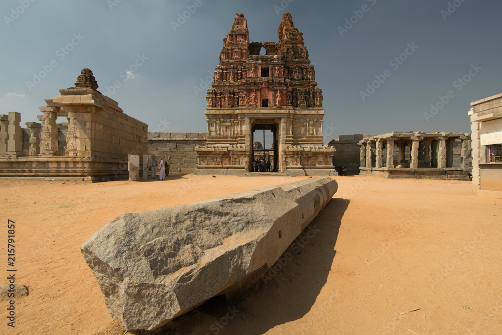 Ancient hindu temple in Hampi heritage park in Karnataka, India.