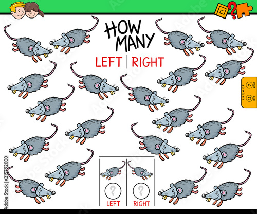 counting left and right picture of mouse educational game