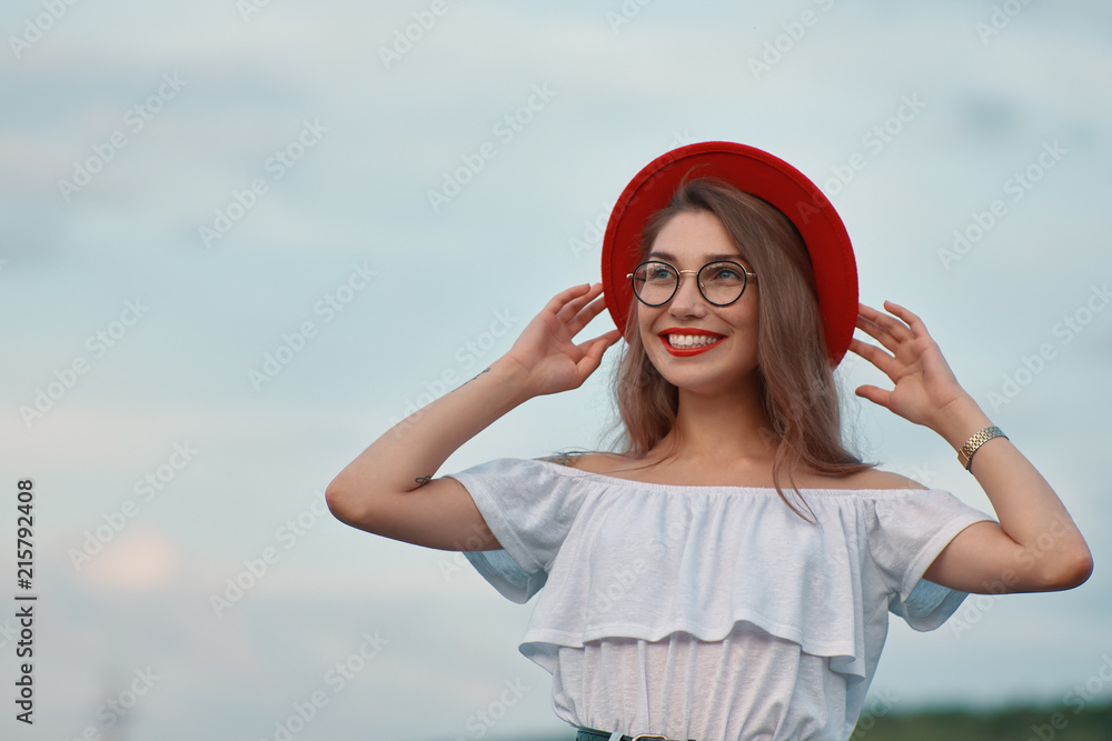 Portrait shiny positive girl with irresistible smile Portrait shiny positive girl with irresistible smile
