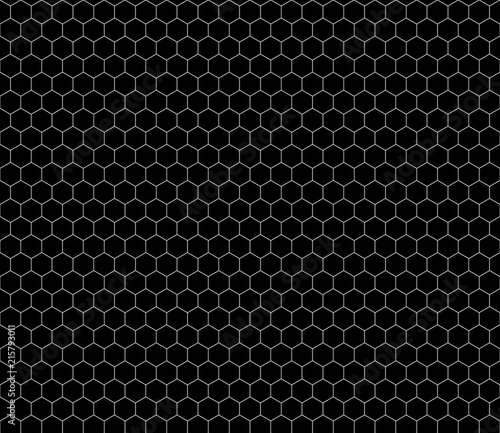 White hexagon grid on black pattern