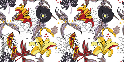 original trendy seamless artistic flower pattern