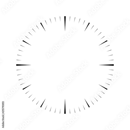 Clock face. Blank hour dial. Wedges mark minutes and hours. Simple flat vector illustration.