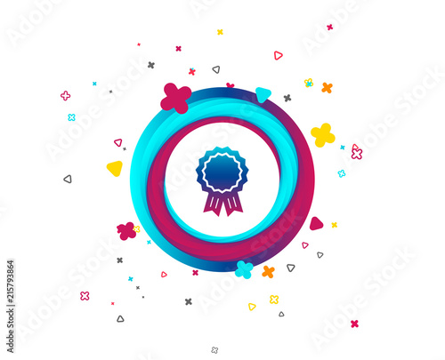 Award medal icon. Best guarantee symbol. Winner achievement sign. Colorful button with icon. Geometric elements. Vector