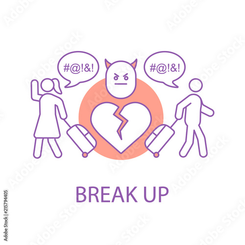 Couple break up concept icon