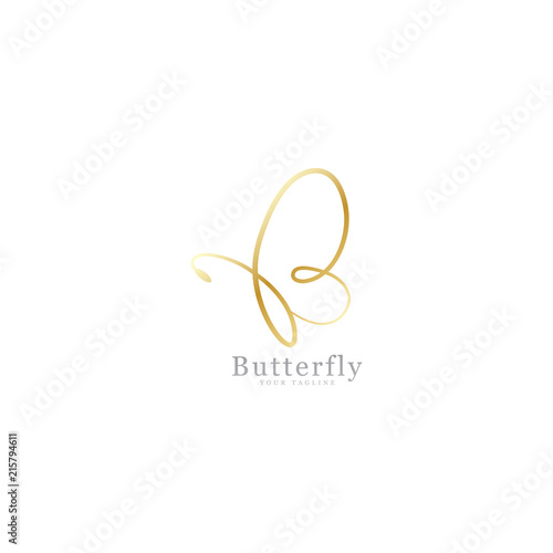 Gold butterfly signature simple design