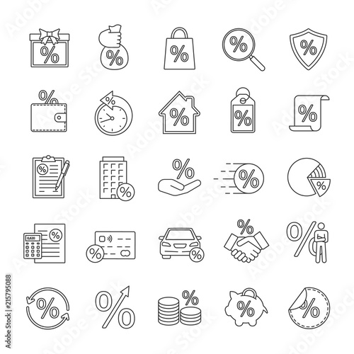 Percents linear icons set