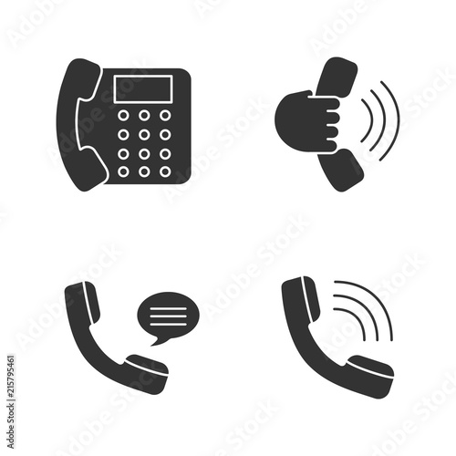 Phone communication glyph icons set