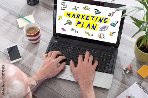 Marketing plan concept on a laptop screen