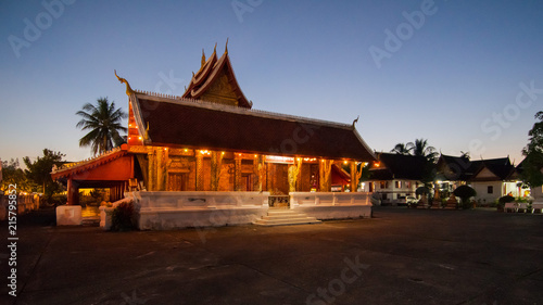 Buddhist temple in Luang Prabang  Laos  at night.