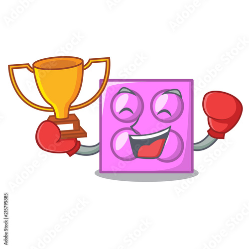 Boxing winner toy brick mascot cartoon