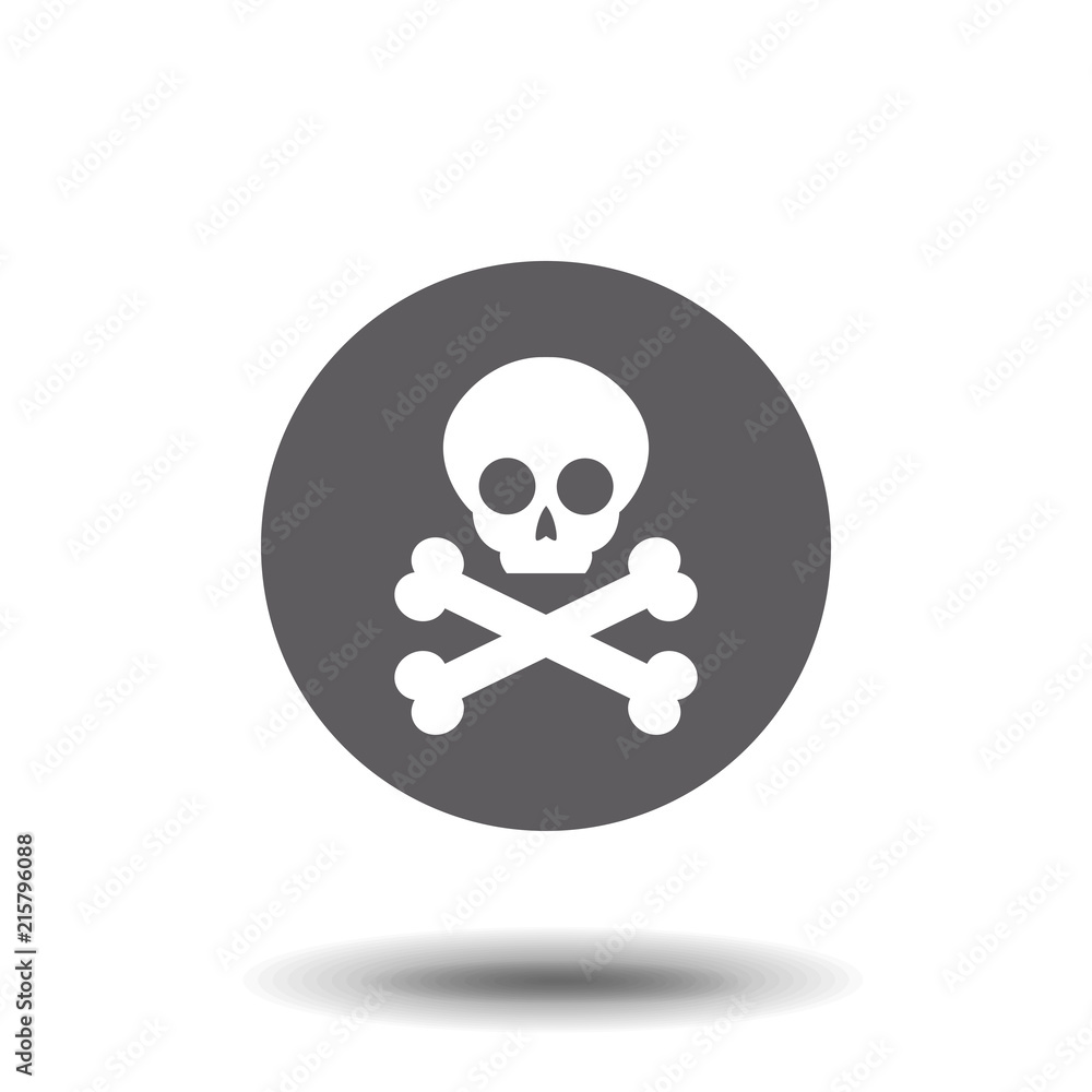 Crossbones / death skull, danger or poison flat icon for apps and websites