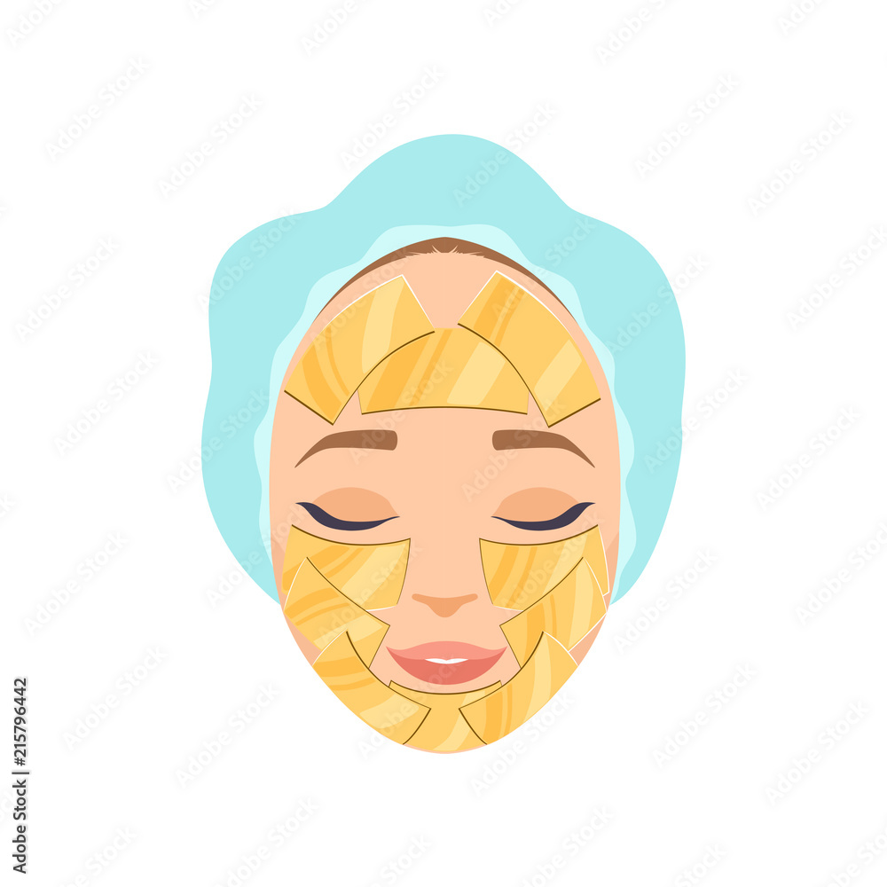 Beautiful woman with moisturizing mask on her face, cosmetic procedure for face rejuvenation vector Illustration Beautiful woman with moisturizing mask on her face, cosmetic procedure for face rejuvenation vector Illustration