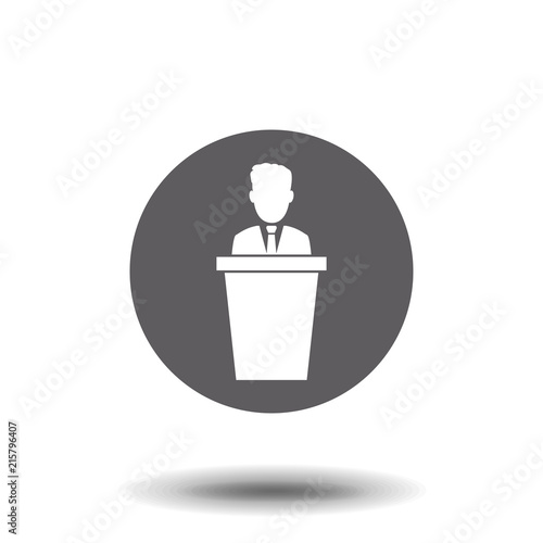 speaker icon. orator speaking from tribune vector illustration
