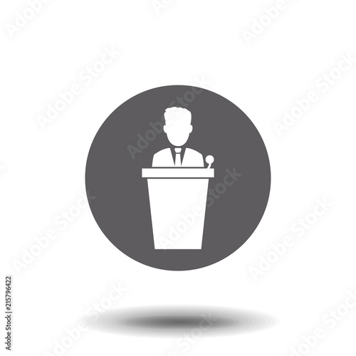 speaker icon. orator speaking from tribune vector illustration