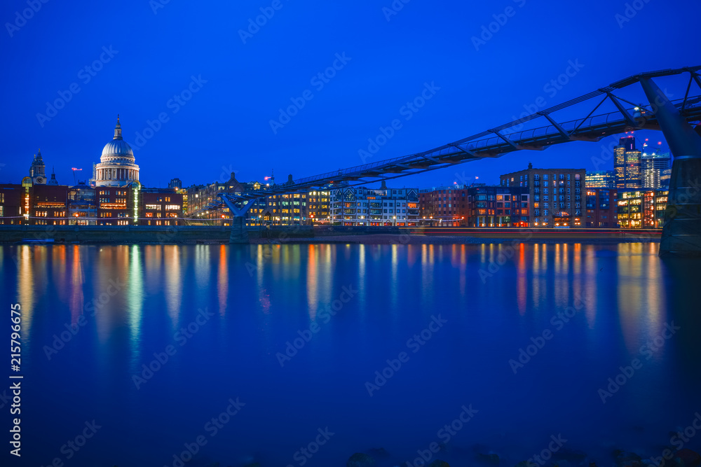 Long exposure, Millennium bridge and St Paul's cathedral in London