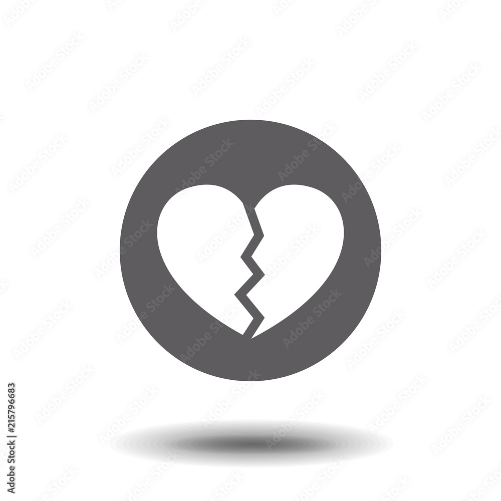 Broken heart icon in trendy flat style isolated on background. Broken heart icon page symbol for your web site design Broken heart icon in trendy flat style isolated on background. Broken heart icon page symbol for your web site design