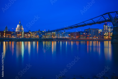 Long exposure, Millennium bridge and St Paul's cathedral in London