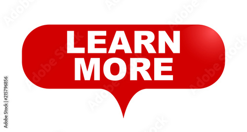 red vector bubble banner learn more