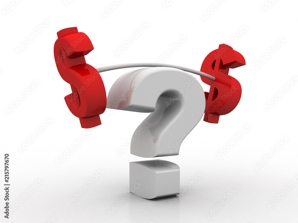3d rendering Dollar symbol with question mark 3d rendering Dollar symbol with question mark