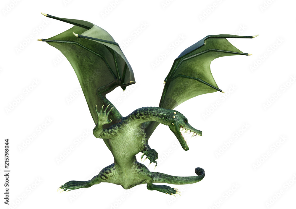 Fototapeta premium 3D Rendering Fantasy Dragon on White
