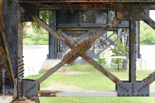 Old rusty parts on the bridge