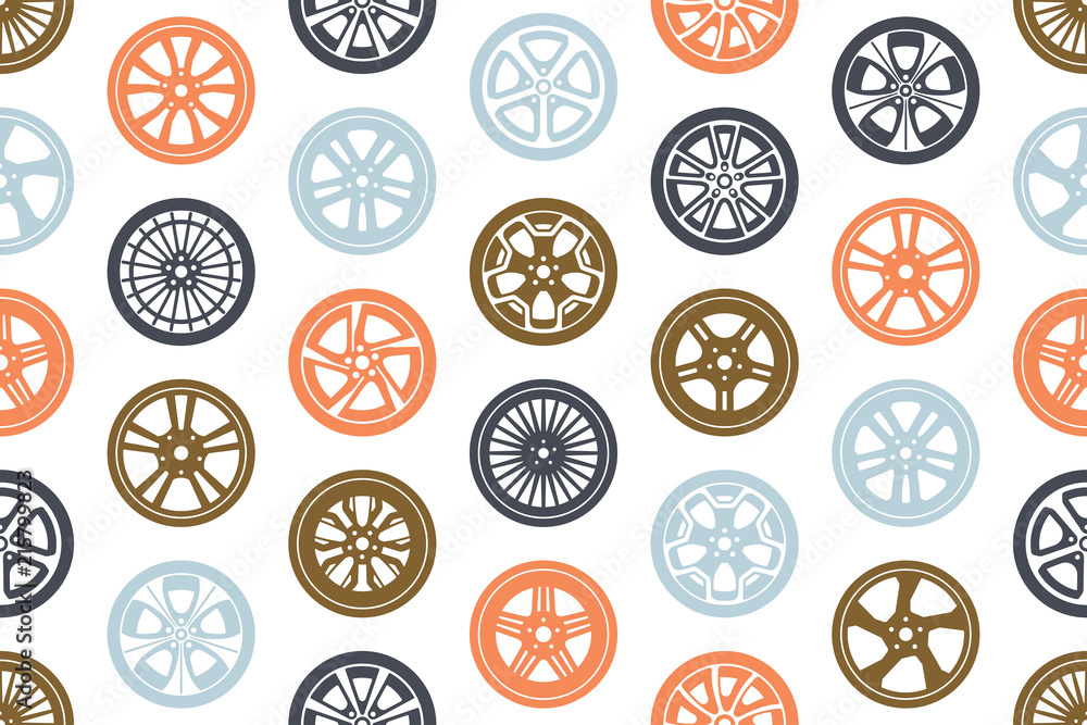 Seamless pattern with car wheels. isolated on white background Seamless pattern with car wheels. isolated on white background
