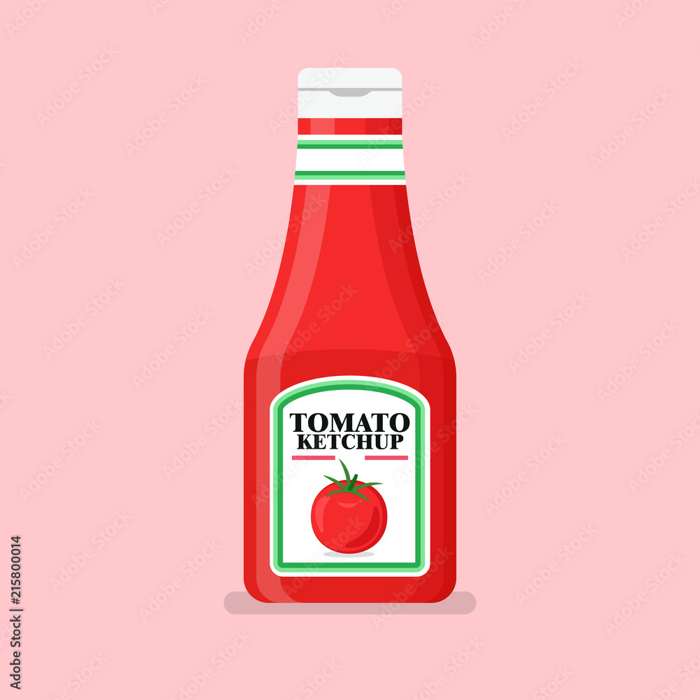 Tomato ketchup bottle in flat style Tomato ketchup bottle in flat style