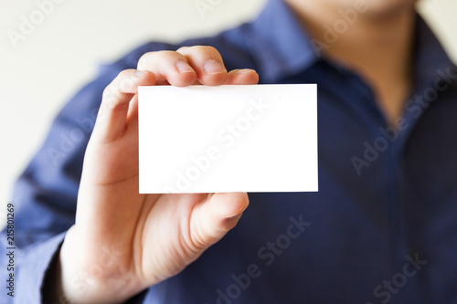 business man holding business name card