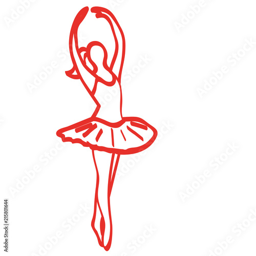 Handgezeichnete Ballerina in rot