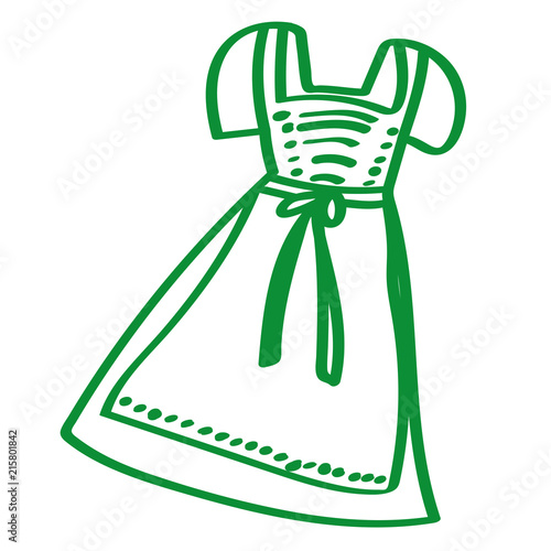Handgezeichnetes Dirndl in grün