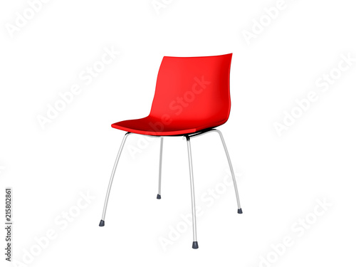Roter Stuhl mit Metallgestell 