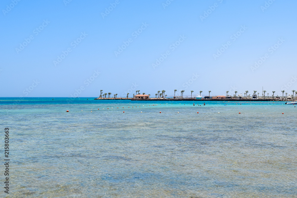 ocean in front of hurghada, beautiful red sea, view over a dock in the red sea