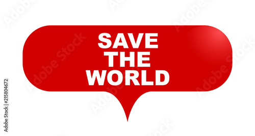 red vector bubble banner save the world