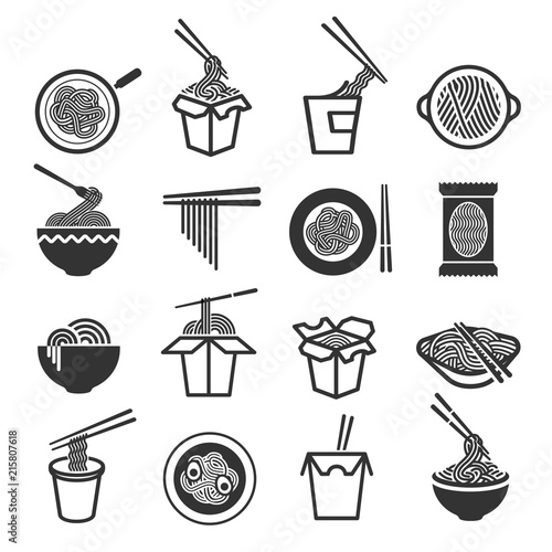 Instant noodles icon set