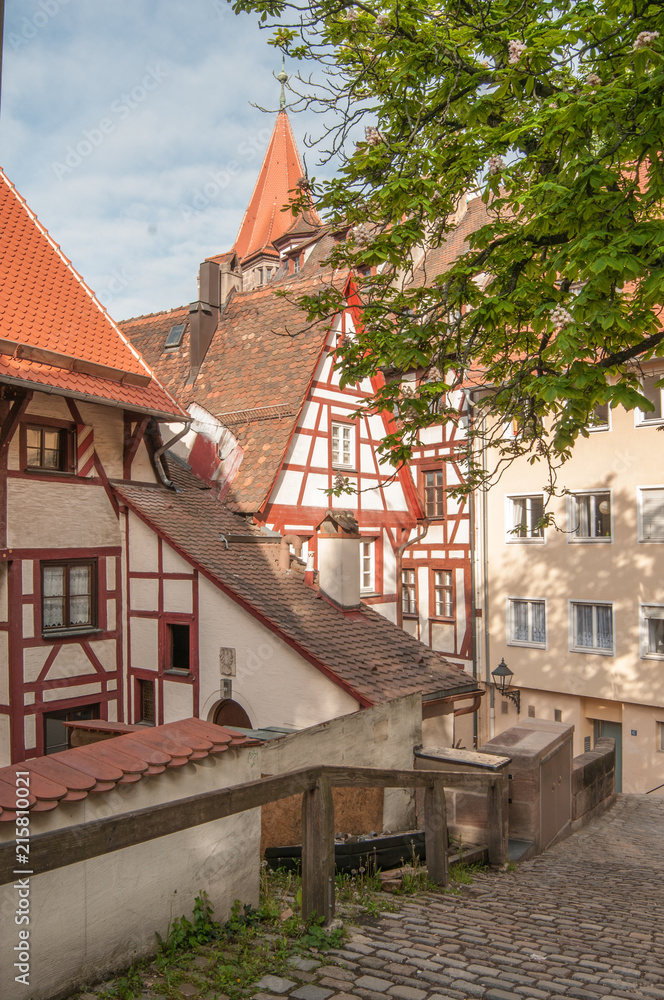 Architecture in Nuremberg, old houses. facades 