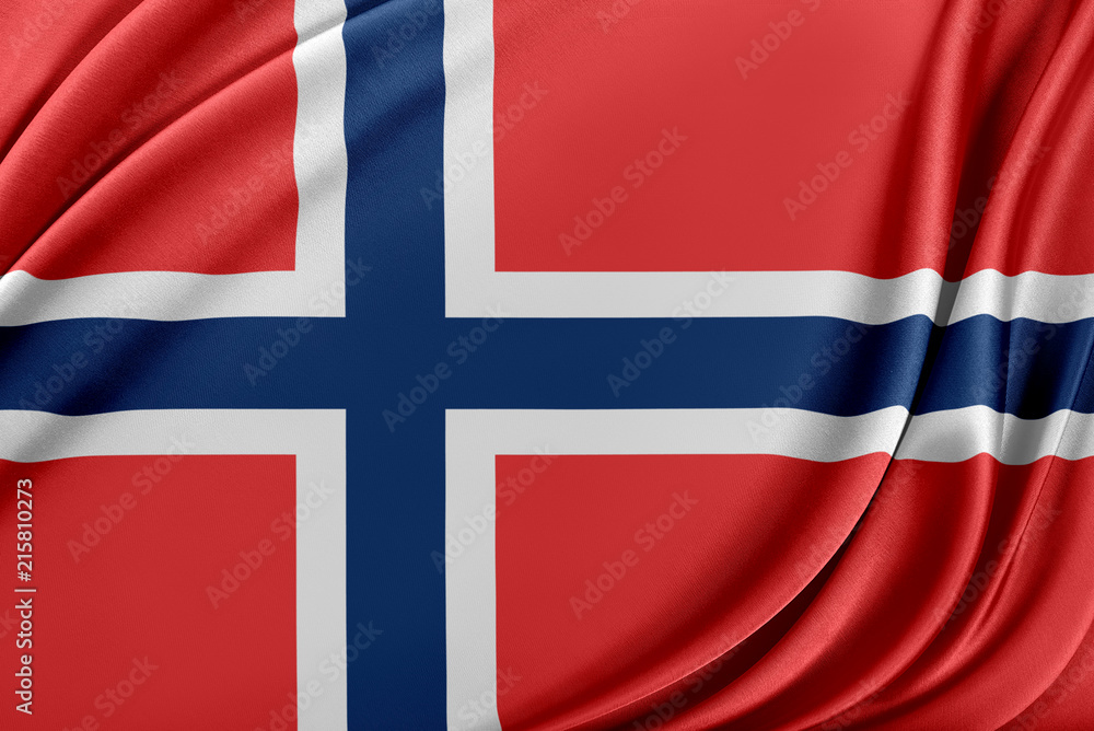 Fototapeta premium Norway flag with a glossy silk texture.