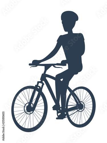 Dark Silhouette of Cyclist Vector Illustration