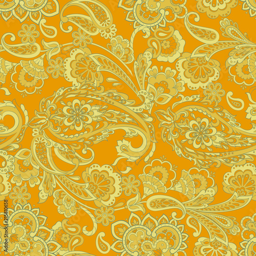 paisley seamless ornament. Vector illustration in Asian textile style