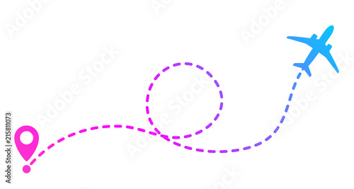 Flying plane and geolocation mark for mobile app.
