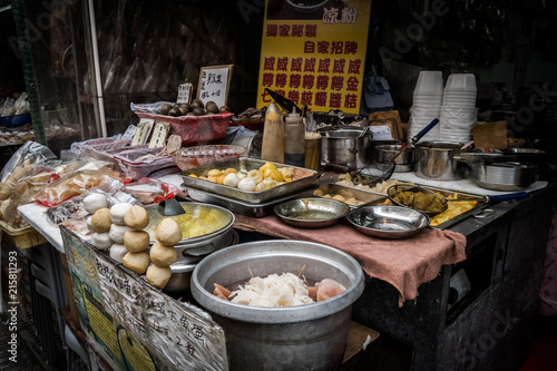 Local delicacies at the diner in the fishing village of Tai O, Lantau island