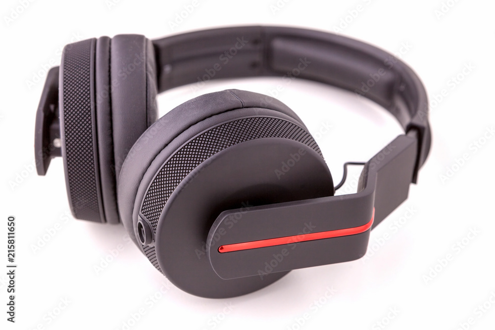 Black DJ Headphones Isolated on White Background Black DJ Headphones Isolated on White Background