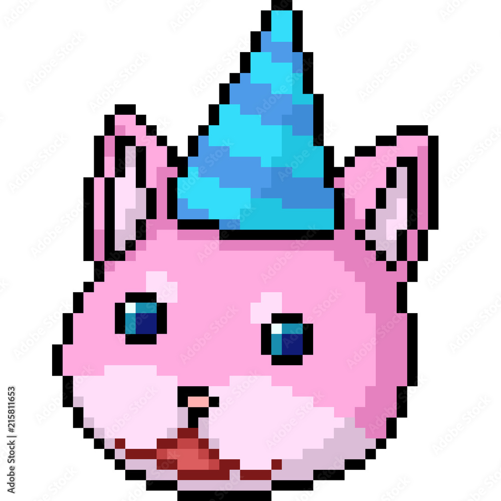 Fototapeta premium vector pixel art kitty head