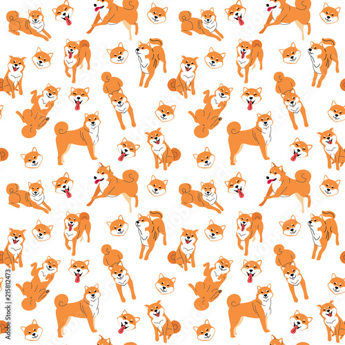 shiba inu seamless pattern background