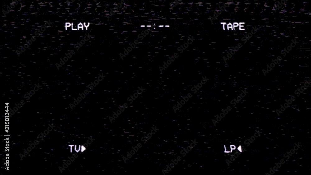 An old VHS tape black screen tracking a noisy bad signal. Cool retro