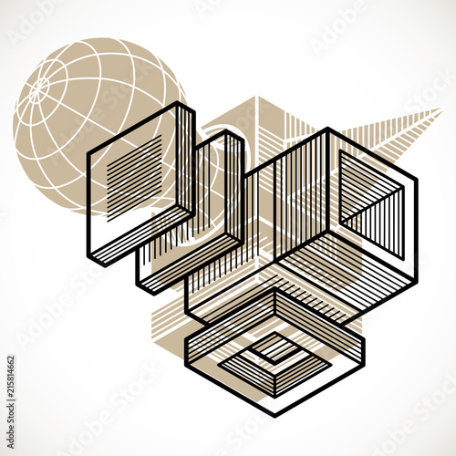 Engineering three-dimensional construction, abstract vector trigonometric shape.