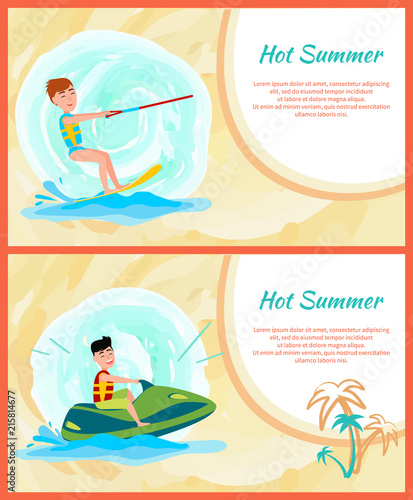 Hot Summer Time Banner, Color Vector Illustration
