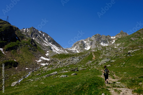 Alpi Svizzere verso il Pizzo Cristallina. Sullo sfondo il pizzo Naret