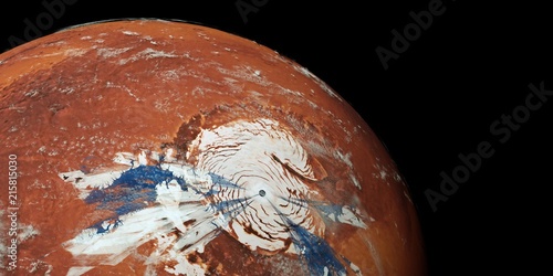 Extremely detailed and realistic high resolution 3D illustration of a terraformed Mars like Planet